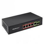 Qoltec 6 Ports Fast Ethernet Unmanaged PoE Switch 4 PoE Ports 65 W with 1 Uplink Port and 1 SFP 52296