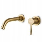 Seinasisene valamu segisti, harjatud matt kuldne + karp