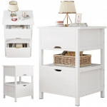 Valge &ouml;&ouml;kapp 2 sahtliga, moodne loft stiilis laud magamistuppa, 45 cm