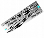 Motonet Sportlikud triibud maleruudustik h&otilde;bedased kroomitud 3d kleebised, komplekt