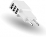 Usb laadija 3 pesa, valge