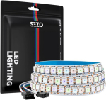 Sezo ws2815 rgb ic led riba (t&auml;iustatud ws2812b) dc12v 1m 144led/m individuaalselt adresseeritav led riba 5050smd dual signal led strip light ip30 mitte-veekindel diy sisevalgustuseks