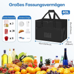 Jahutuskott 40l kokkupandav piknikukott, zxk co suur termokott, isoleeritud kott matkamiseks, piknikuks, ostlemiseks, autosse, grillimiseks, kaasaskantav korduvkasutatav isoleeritud ostukott