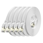 Bahiwom cat8 ethernet kaabel 1.5 m 5 tk pakis, 40 gbps 2000 mhz lan v&otilde;rgukaabel gigabit rj45 kullatud patch kaabel, lame kiire internetikaabel ruuteri l&uuml;litile s&uuml;learvutile ps5 tv valge