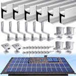 P&auml;ikesepaneeli kronsteinide komplekt, p&auml;ikesepaneeli kinnitus 20 cm paigalduss&uuml;steem, katusekonksu fotogalvaaniline s&uuml;steem, siinid, p&auml;ikesemoodulid, r&otilde;du elektrijaama kronstein (6 siini + 6 katusekonksu + 4 otsaklambrit + 2 keskmist klambrit +