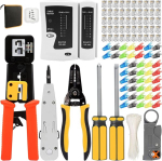 Mayline Cat5 Cat6 professionaalne v&otilde;rgukomplekt, pressimist&ouml;&ouml;riist rj45, kaabli remondikomplekt, internetit&ouml;&ouml;riistade hoolduskomplekt, lan tester (oranž)