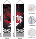 Ahandmaker 2 tk retro yin yang karpkala seinavaipade komplekt, karpkala vertikaalne boheemlaslik seinavaip tuttidega, seina kaunistus magamistuppa, elutuppa, koju, 33 x 130 cm