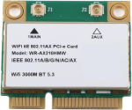 Zunate juhtmevaba v&otilde;rgukaart Ax210hmw Triple Band 5374m (2.4ghz 574mbps v&otilde;i 5ghz 2400mbps v&otilde;i 6g) Pcie Gigabit Wi-fi 6e adapter Bluetooth 5.2-ga 10 jaoks, vaikimisi