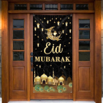 Eid Mubarak dekoratsioonid 180 x 90 cm suur moslemi ramadan kareemi kangast banner ramadan mubaraki silt fotoboks must kuldne taust moslemi peotarvetele