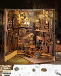 Ronstone raamaturiiul - diy miniatuurne nukumaja raamaturiiuli komplekt tolmukattega - raamatuotsa riiuli sisustus led-valgustusega - steampunk 3d puslede kingitus t&auml;iskasvanutele