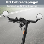 2 tk E-t&otilde;ukeratta tahavaatepeeglite komplekt, Hd mini tahavaatepeegel, reguleeritav 360&deg; p&ouml;&ouml;ratav kokkuklapitav peegel, kumer optimaalne vaade taha, universaalne peegel E-t&otilde;ukeratta juhtraudadele 17,4&ndash;22 mm