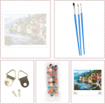 Airdėja Lakeside City maalimine numbrite j&auml;rgi t&auml;iskasvanutele, isetehtud k&auml;sitsi maalitud &otilde;limaalikomplekt, maaelu maalimine numbrite j&auml;rgi 3 pintsli ja akr&uuml;&uuml;lv&auml;rviga 40 x 30 cm (ilma raamita)