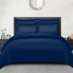 Pamposh satiinist voodipesukomplektid - Premium hotellikvaliteediga voodipesukomplektid - H&uuml;poallergeensed, &uuml;lipehme mikrokiud (navy, kaheinimesevoodi (200 x 200 cm)