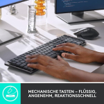 Logitech Mx Mechanical Wireless Illuminated Performance klaviatuur, Linear Keys, taustavalgustus, Bluetooth, Usb-c, Macos, Windows, Linux, Ios, Android, Metal, German Qwertz - hall