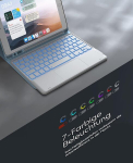 Chesona ipad 9. p&otilde;lvkonna &uuml;mbris klaviatuuriga, ipad 10.2 klaviatuur 9/8/7. p&otilde;lvkonna puuteplaadiga, 7 v&auml;rvi valgustus, 2 bt kanalit, laetav eemaldatav qwertz klaviatuur ipad 10.2 jaoks, sinine