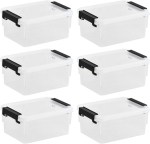 Dewocke kaanega hoiukarp, v&auml;ike, 6 mini hoiukarbi komplekt, l&auml;bipaistev, vastupidavad plastkarbid, virnastatavad, pillidele, ehetele, k&auml;sit&ouml;&ouml;tarvikutele ja v&auml;ikestele osadele