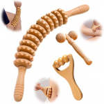 Gyhwoful 3 puidust fastsia pulga komplekt - kaelale, jalale, selgroole, jalgadele, l&otilde;uajoonele, 12 &uuml;mmargust massaažirulli, lihaste l&otilde;&otilde;gastus, l&uuml;mfidrenaaž, leevendab v&auml;simust, fastsia v&otilde;lukepp koju, kontorisse, reisile