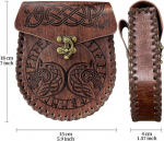 Pruun reljeefse v&ouml;&ouml;kotiga, Viking Vintage nahast v&ouml;&ouml;kott, keskaegne Larp v&ouml;&ouml;kott meestele ja naistele, pruun, hunt