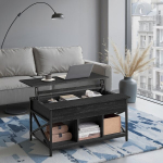 Diivanilaud, k&otilde;rgusreguleeritav lauaplaat, 60 x 100 x (48-62) cm, hall-must