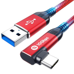 Fannoday usb c kaabel 90 kraadi, 1 m usb c nurga all kaabel 10 gbps nailonist punutud kiirlaadimiskaabel type c laadimiskaabel iphone 16/15 seeriale, galaxy s24/s23 android autole jne. punane