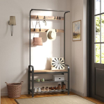 Riidepuu, 33,7 x 84 x 183 cm, hallpruun ja must, Riidepuu, VASAGLE HSR400B01, 33,7 x 84 x 183 cm, hallpruun ja must
