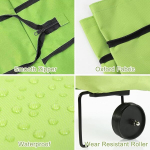 Kokkupandav ostuk&auml;ru, oxfordi kangast kokkupandav ostukott ratastega, kokkupandav k&auml;rukott, ostuk&auml;ru ratastega, korduvkasutatav ostuk&auml;ru supermarketisse, roheline