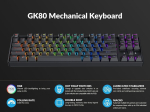Geeky Gk80 Tkl | Kuumvahetatav mehaaniline m&auml;nguriklaviatuur | 87 klahviga mitmev&auml;rviline Rgb Led taustavalgustus Pc/mac m&auml;ngijatele | Ansi Us American paigutus (must, mehaaniline must)