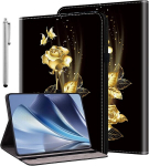 Kedbbao &uuml;mbris Lenovo Tab Plus 11.5 tolli (tb351fu) 2024 jaoks, kaitsev klapp Pu nahast rahakoti &uuml;mbris pliiatsi hoidiku ja statiivi funktsiooniga Lenovo Tab Plus &uuml;mbrisele, Golden Rose