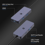 Usb c hub, usb 3.0 hub, 6 in 1 usb dokkimisjaam 2 x usb 3.0, 4k hdmi, 100w pd, sd/tf kaardilugejaga s&uuml;learvuti, s&uuml;learvuti, tahvelarvutite, chrome os s&uuml;steemidega