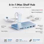 Pulwtop Usb C jaotur Imac M1/m3/m4 jaoks, Imac tarvikud Imac 2021/2023/2024 jaoks, Imac Usb jaotur Usb A/c 10gbps, Sd/tf Imac 24-tollise ja Studio Display 27-tollise jaoks, Imac jaotur sinine (ilma Ssd-ta