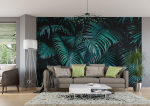Rasch tapeet 363111 - fototapeet fliiselmaterjalil palmi lehtedega petrooli ja musta v&auml;rvusega kollektsioonist Magicwalls - 2,65 m x 4,24 m (pikkus x laius)
