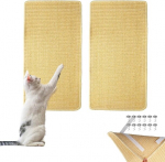 Sisal vaipade komplekt 2 tk - kassi kraapimismatt, isekleepuv, 60 x 30 cm, kassi kraapimislaud seinale ja p&otilde;randale, vastupidav kraapimismatt, kraapimiskaitse m&ouml;&ouml;blile, vastupidav ja naturaalne (kollane)