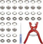Toaob roostevabast terasest trukkn&ouml;&ouml;pide komplekt koos tangidega, 200 tk, 9,5 mm jersey trukkn&ouml;&ouml;bid, h&otilde;bedased, isetegemise &otilde;mblusk&auml;sit&ouml;&ouml;, r&otilde;ivaste, kottide, k&auml;sit&ouml;&ouml;na valminud r&otilde;ivaste parandamiseks