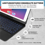 Seagtigau klaviatuurikohver ipad pro 10.2 tolli 9/8/7 p&otilde;lvkonnale, 360&deg; p&ouml;&ouml;ratav ipad air 3 & pro 10.5 tolli bluetooth klaviatuur puuteplaadiga, 7 v&auml;rvi valgustus, qwertz (must)