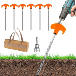 Dellyy 6 p&ouml;&ouml;rlevat telgi vaiaga keermega 20 cm, kruvivaiad telkimiseks, stabiilsed, kivise pinnase vaiad, telkimisvaiad, vaiad, vaiad telgivaiadele ja v&auml;litingimustesse, telgid ja v&auml;litarvikud