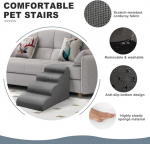 Mozvvco koeratrepp v&auml;ikestele koertele, 4 astmega lemmikloomatrepp voodile ja diivanile, valmistatud k&otilde;rge tihedusega k&auml;snast, koeratrepp eemaldatava kattega, pestav lemmikloomaredel, kaasas ebemerull, hall