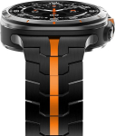 Fullife roostevabast terasest metallist k&auml;ev&otilde;ru Samsung Galaxy Watch Ultra 47 mm (2024) jaoks, must/oranž