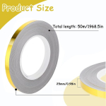 Qiuming 2,5 cm x 50 m seinapael peeglitaolise pinnaga, isekleepuv seinapael, peegliefekt vannitoa plaatidele, peegliraam, seinad, kaminakaunistus (2,5 cm, kuldne)