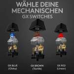 Logitech G513 mehaaniline m&auml;nguriklaviatuur, Gx-brown Tactile l&uuml;litid, Rgb valgustus, Usb l&auml;bip&auml;&auml;su silmus randmetugi m&auml;luvahuga, alumiiniumkorpus, saksa Qwerty paigutus, must