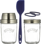 Kilner Sourdough Starter komplekt 5 osa / 350 ml / klaas m&otilde;&otilde;tetopsi kaanega, laia suuga klaas, kummir&otilde;ngad ja taignakaabits / juuretise leiva v&otilde;i pitsataigna valmistamine | leivak&uuml;psetustarvikud