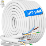 Lan-kaabel, 100 meetrit, v&auml;listingimustes cat 6 v&otilde;rgukaabel, 100 m, paigalduskaabel, valge, pikk etherneti kaabel, paigalduskaabel, veekindel patch-kaabel, cca utp 23awg rj45, gigabitine internetikaabel