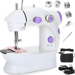 Retoo 230v elektriline mini &otilde;mblusmasin 2 kiiruse ja jalgpedaaliga, automaatne &otilde;mbluskomplekt 1 niidirulliga, 3 t&uuml;hja pooli ja n&otilde;elaga, automaatne kaasaskantav &otilde;mbluskomplekt, valge