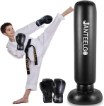 Boxsack Kinder koos poksikinnastega alates 3-12 aastat: Janteelgo 150cm t&auml;ispuhutavad seisvad poksikotid - laste seisvad poksikotid karate ja taekwondo treenimiseks