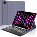 Puuteplaadiga klaviatuur ipad pro 12.9 jaoks, klaviatuuriga &uuml;mbris ipad pro 6th/5th/4th/3rd generation jaoks, bluetooth qwerty magnetiline 7 v&auml;rvi valgustusega klaviatuur ipad 12.9 tolli (6/5/4/3) 2018-2022 jaoks