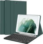 Fintie klaviatuurikohver ipad 10.2 tolli jaoks (9./8./7. p&otilde;lvkond &ndash; 2021/2020/2019), kaitse&uuml;mbris tpu tagakaanega, pliiatsihoidik ja magnetiline eemaldatav qwertz-klaviatuur, tumeroheline