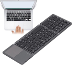 Ashata kokkupandav bluetooth klaviatuur, kokkupandav laetav bluetooth klaviatuur puuteplaadiga, kahe režiimi tugi usb-kaabli &uuml;hendus laetava akuga (must)