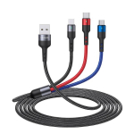 Pluggify 3-in-1 multifunktsionaalne laadimiskaabel, multi usb kaabel 3 m / 10 jalga nailonist universaalne mitmekordne laadimiskaabel type c micro usb nutitelefonidele, galaxy s20 s10, honor, oneplus