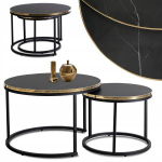 Kohvilaud &uuml;mmargune marmorist must 2-in-1 komplekt Glamour Pink Gold ARON