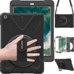 Braecn ipad air &uuml;mbris, vastupidav t&auml;iskorpusega pc silikoonist &uuml;mbris koos 360 kraadi p&ouml;&ouml;ratava aluse/k&auml;erihma ja kaasaskantava &otilde;larihmaga ipad air 2013 jaoks (mudelinumber a1474 a1475 a1476) (must)