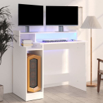 kirjutuslaud，arvutilaud LED-tuledega, valge, 97 x 45 x 90 cm, tehispuit CFE6196243